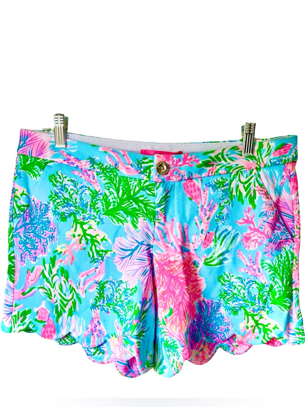 LILLY PULITZER Buttercup Knit Celestial Blue-Cay to My Heart Scalloped Hem Short